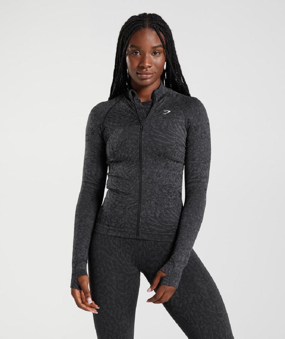 Accessories Damskie Gymshark Adapt Animal Zip Through Czarne | PL 2511RVD